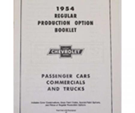 Early Chevy Regular Production Options Manual, 1954