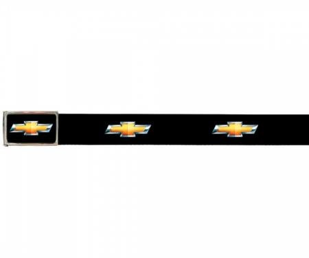 Web Belts, Up to 28'' Waist, Chevy Gold Bowtie Logo, Logo On Belt