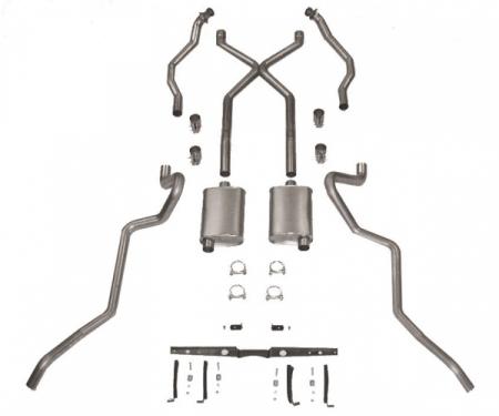 Chevy SCR "X" Turbo Performance Dual 2-1/2" Exhaust System,For Use With 2-1/2" Rams Horn Exhaust Manifolds, Stainless Steel, Small Block, 1955-1957