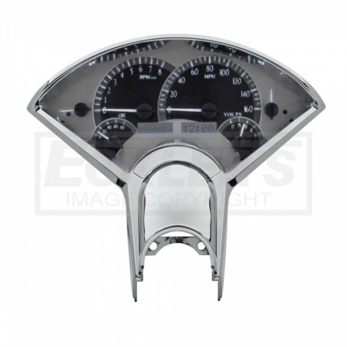 Chevy Analog Dash Gauges, Dakota Digital, Silver With WhiteDisplay, 1955-1956