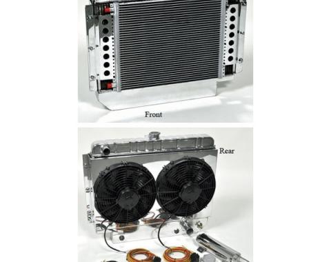 Full Size Chevy Aluminum Radiator, Knockout HP Series, Complete Kit, Griffin, 1959-1964