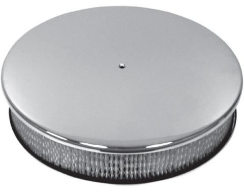 Chevy Air Cleaner, Round Smooth Chrome Aluminum, 14 X 3