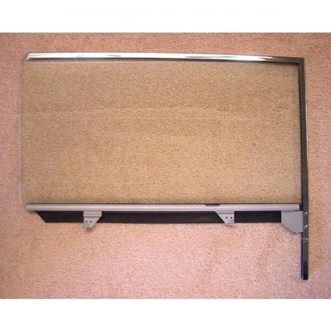Chevy Installed Door Glass, Clear, With Chrome Frame, Hardtop & Convertible, Right, 1953-1954