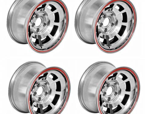 Corvette-Style Reproduction Polished Aluminum Pace Car Wheel Set, 1955-1957