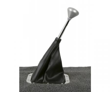 Shifter Boot, Rectangular Floor Mount, With Polished Stainless Ring, Lokar