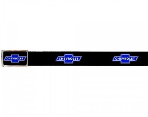 Web Belts, Up to 28'' Waist, Chevy Blue Bowtie Logo, Logo On Belt