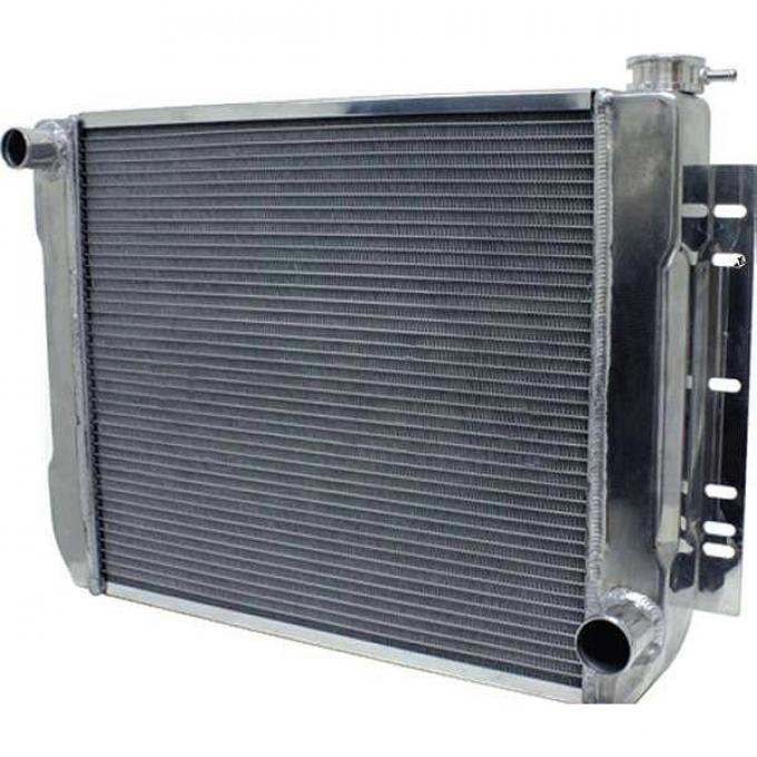 Full Size Chevy Aluminum Radiator, Manual Transmission, Polished Finish, 1959-1972