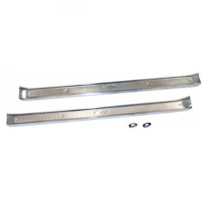 Full Size Chevy Sill Plates, 2-Door, With Body By Fisher Logo, 1965-1970