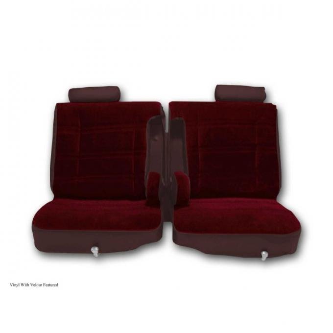 Malibu Seat Cover, Front 50/50 Split Seat, Dual Center Arm Rests, Head Rests & Rear Bench, Vinyl With Leather, 1978-1980