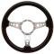Full Size Chevy Steering Wheel, Volante S9, Black Ash Wood Finish, 1958-1984