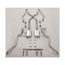 Chevy SCR "X" Turbo Performance Dual 2-1/2" Exhaust System,For Use With 2" Rams Horn Exhaust Manifolds & Rear Spring Pocket Kit, Aluminized, 1955-1957