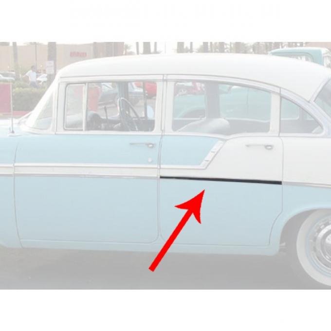 Chevy Rear Door Molding, Bel Air, Left, For 4-Door Sedan Or Wagon, Show Quality, 1956