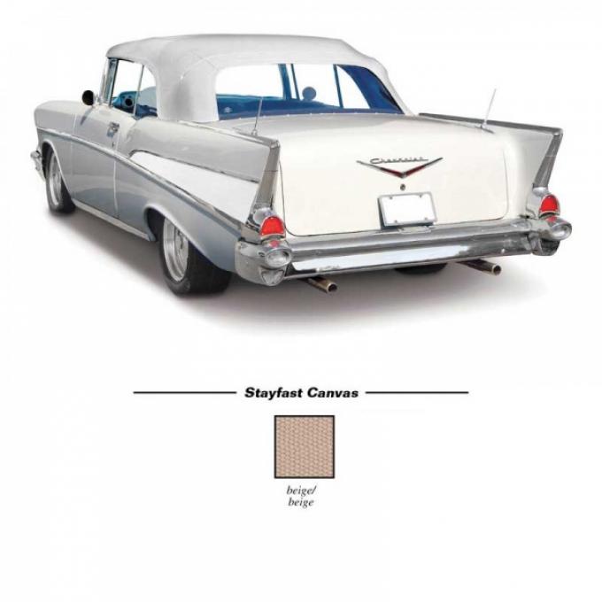 Chevy Convertible Top, Stayfast Custom Cloth, Beige, 1955-1957