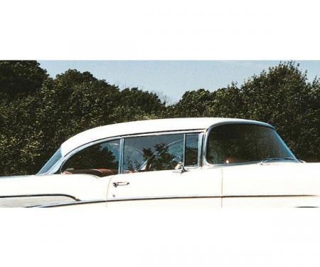 Chevy Quarter Glass, Installed In Frame, Tinted, 2-Door Hardtop, Right, 1955-1957