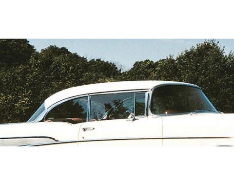 Chevy Quarter Glass, Installed In Frame, Clear, 2-Door Hardtop, Right, 1955-1957