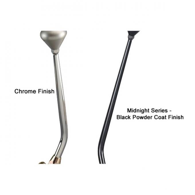 Lokar Shifter for GM 4L60 4-Bolt Tailshaft OR 4L60E 6-Bolt Tailshaft, Single Bend, 8", Chrome or Midnight, Choice of Knobs