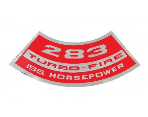 Full Size Chevy Air Cleaner Decal, Turbo-Fire, 283ci/195hp, 1967