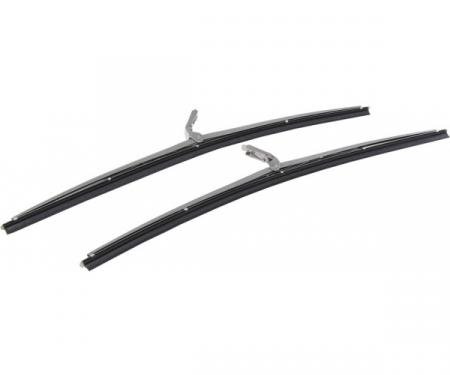 Full Size Chevy Windshield Wiper Blades, Polished Stainless Steel, Rubber Inserts, Coupe Models, 1965-1967
