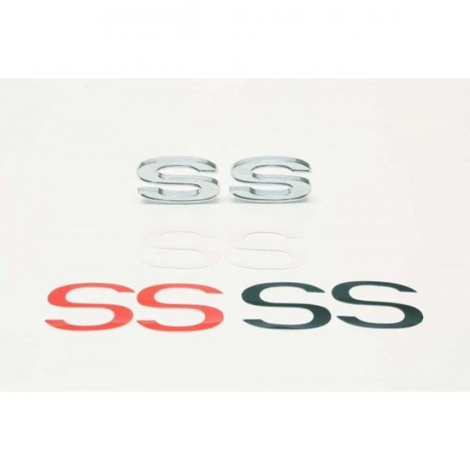 SS Emblem, Chrome With Inserts, Universal