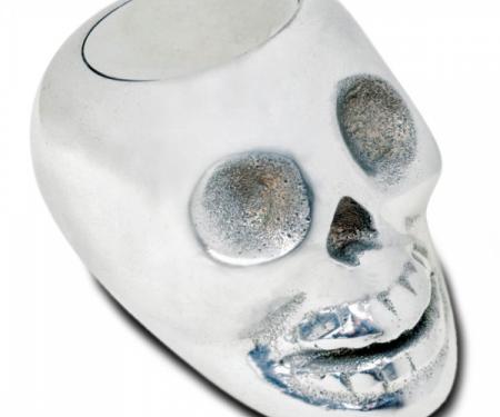 Shift Knob, Lokar, Polished Aluminum Skull, Plain Push Button, Universal Automatic Transmission