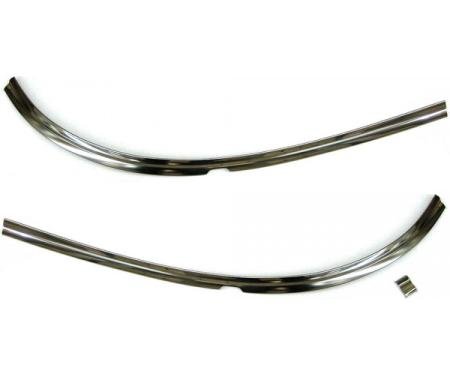 Chevy Windshield Garnish Moldings, Lower, Stainless Steel, 1957