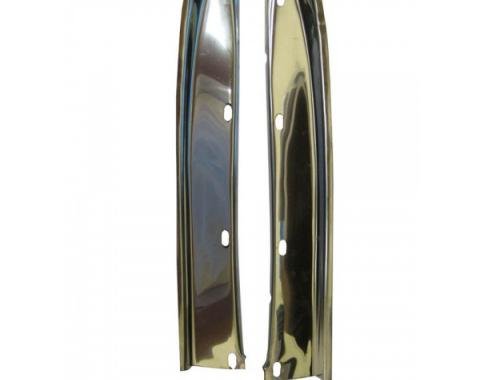 Chevy Windshield Pillar Moldings, Stainless Steel, Convertible, 1955-1957