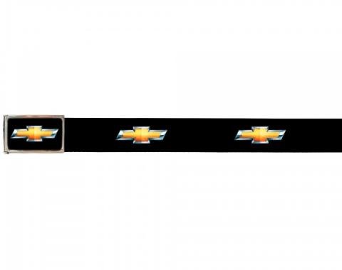 Web Belts, Up to 46'' Waist, Chevy Gold Bowtie Logo, Logo On Belt, With Bottle Opener