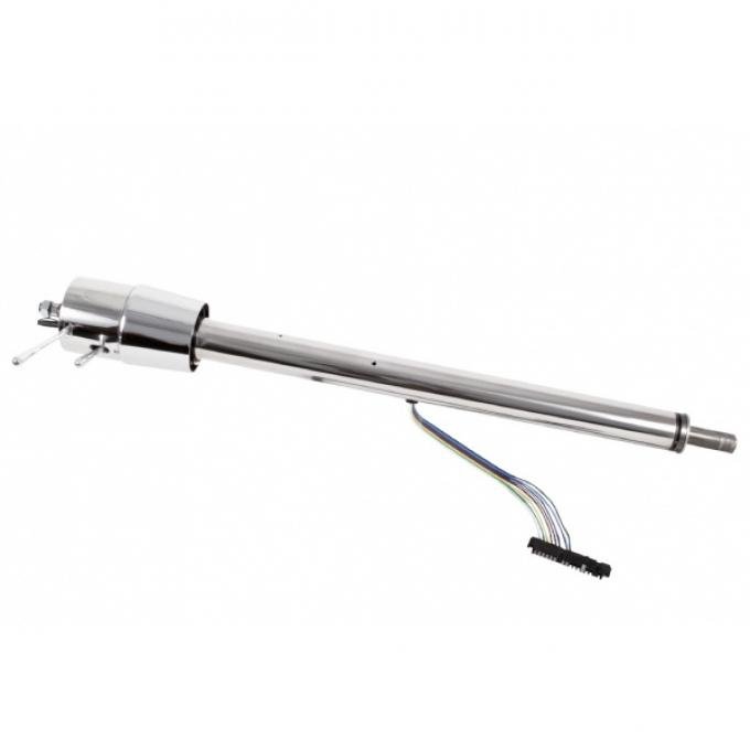 57 Chevy Flaming River Steering Column, Tilt Function, Polished Stainless Steel, (Floor Shifter)
