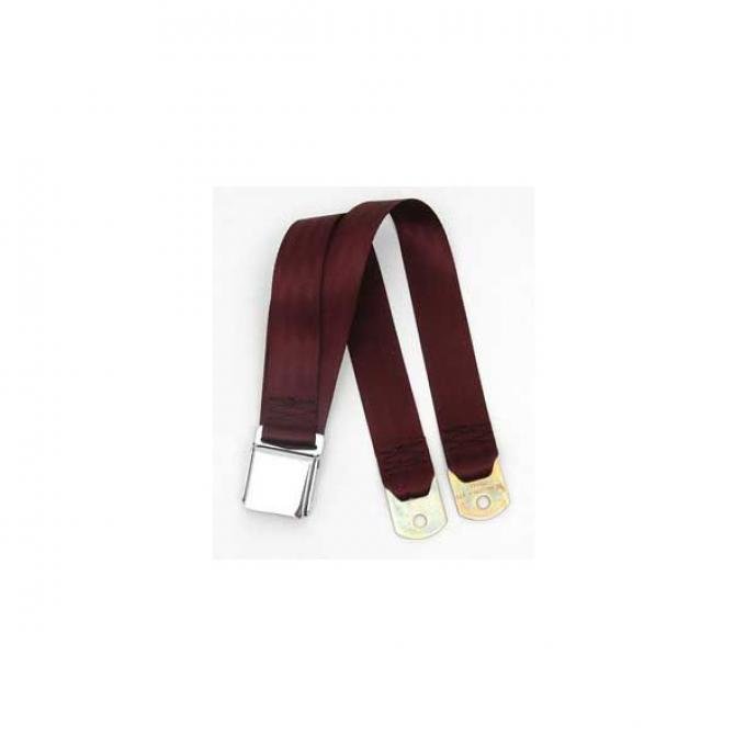 Seatbelt Solutions Chevrolet 1955-1957, Rear Universal Lap Belt, 60" with Chrome Lift Latch 1800602008 | Maroon