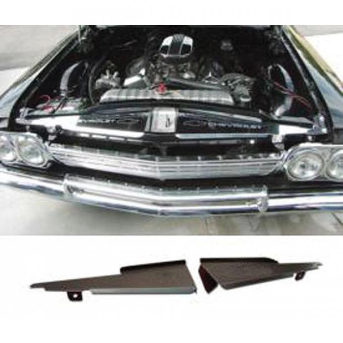 Full Size Chevy Core Support Filler Panels, Black Anodized,1962-1964