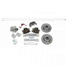 Chevy Complete Power Front Disc Brake Kit, For Dropped Spindles, With Chrome Booster & Chrome Master Cylinder, 1955-1957