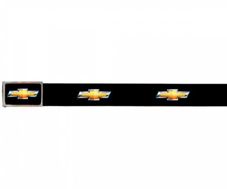 Web Belts, Up to 46'' Waist, Chevy Gold Bowtie Logo, Logo On Belt, Without Bottle Opener