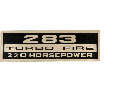 Full Size Chevy Valve Cover Decal, Turbo-Fire, 283ci/220hp, 1964-1966