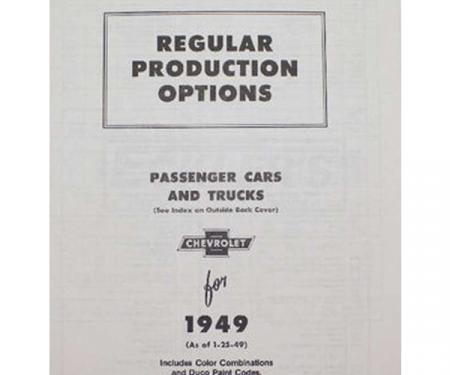 Early Chevy Regular Production Options Manual, 1949