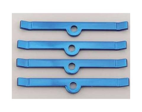 Chevy Valve Cover Hold Down Tabs, Steel, Powder Coated Blue, Small Block, 1949-1954