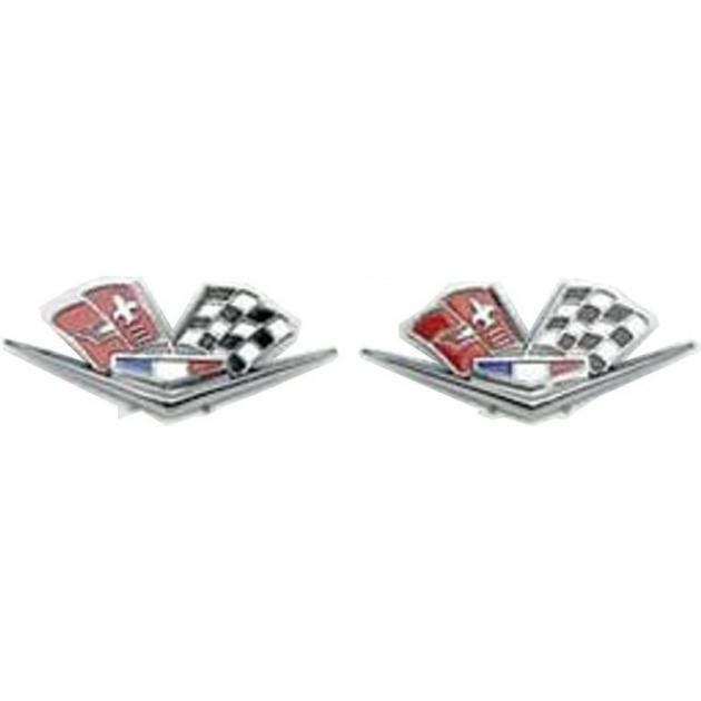 Full Size Chevy & Corvette Front Fender Crossed-Flag Emblems, 327ci ...