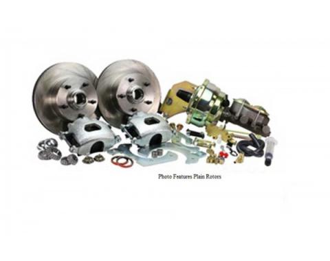 Late Great Chevy - Front Disc Brake Conversion Kit For Stock Spindles With Drilled And Slotted Rotors, Power Brakes, 1969-1970