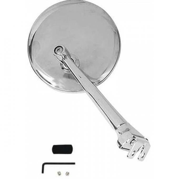 Chevy Outside Rear View Mirror, 3 Peep With Straight Arm, Polished Stainless Steel, 1949-1954