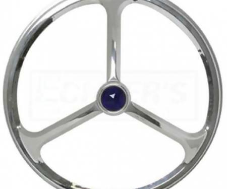 Early Chevy Lucas Style Headlight Cover, 7'' Tri Bar With Blue Glass Dot, 1949-1954