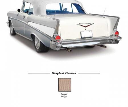 Chevy Convertible Top, Stayfast Custom Cloth, Beige, 1955-1957