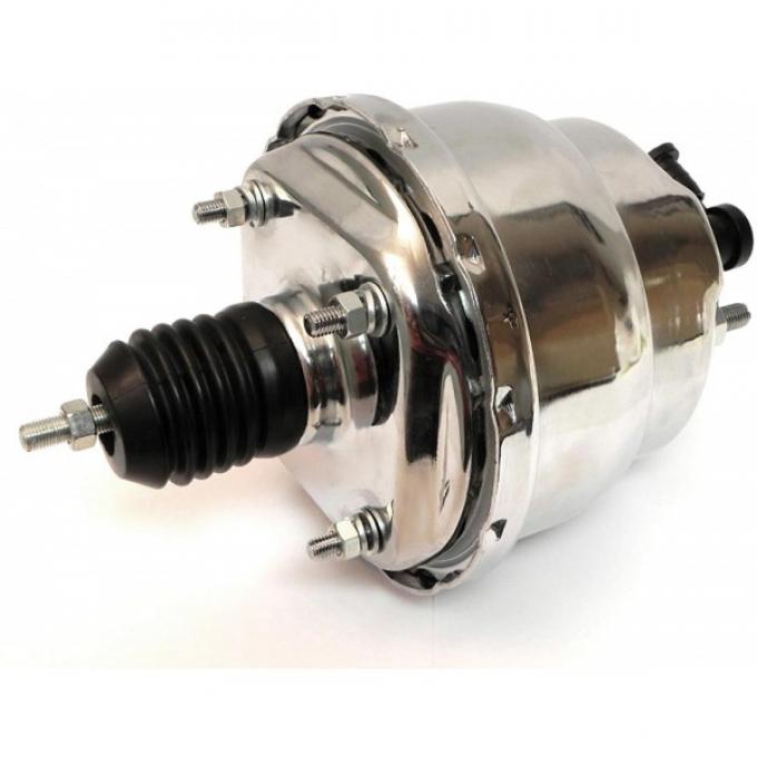 Chevy Power Brake Booster, 7, Dual Diaphragm, Chrome, Universal, 1955-1957