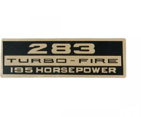 Full Size Chevy Valve Cover Decal, Turbo-Fire, 283ci/195hp, 1964-1966