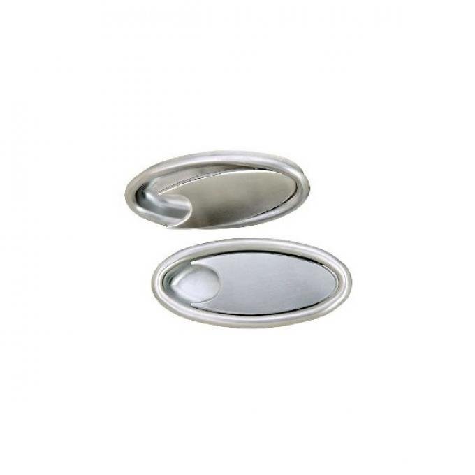 Door Handles, Oval, Interior, Billet Aluminum, Brushed, Pair, Lokar, 1949-1954