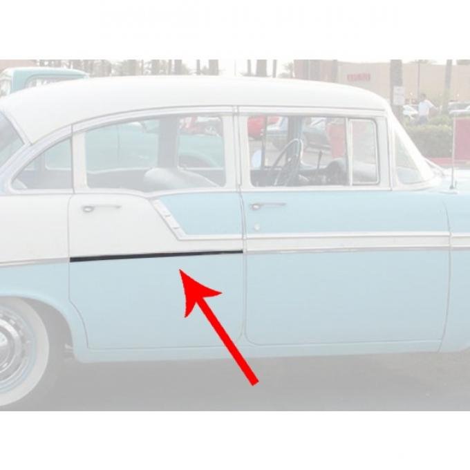 Chevy Rear Door Molding, Bel Air, Right, For 4-Door Sedan Or Wagon, Show Quality, 1956