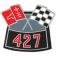 Full Size Chevy Air Cleaner Decal, 427ci Crossed-Flags, 1966-1969