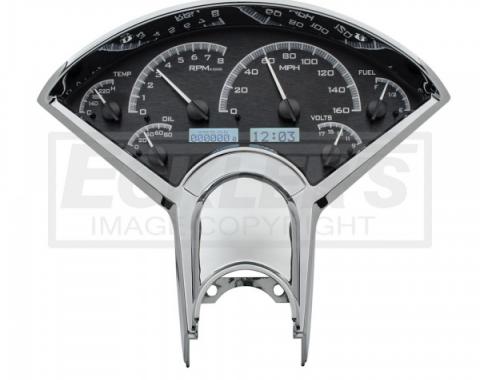 Chevy Analog Dash Gauges, Dakota Digital, Black With White Display, Metric, 1955-1956