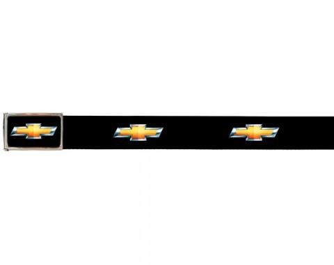 Web Belts, Up to 46'' Waist, Chevy Gold Bowtie Logo, Logo On Belt, Without Bottle Opener