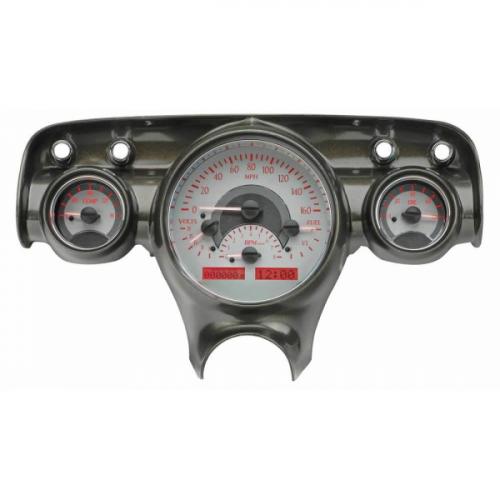 Chevy Analog Dash Gauges, Dakota Digital, Silver With Red Display, 1957