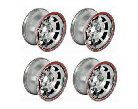 Corvette-Style Reproduction Polished Aluminum Pace Car Wheel Set, 1958-1985