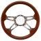 Early Chevy Steering Wheel, Volante S9, Walnut Wood Finish,1949-1954